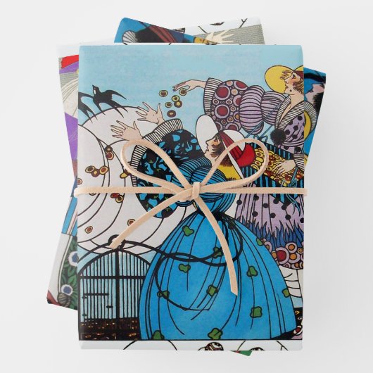 Frühjahr,Sommer,Herbst Art Deco Schönheitsmode Geschenkpapier Set (Beispiel)