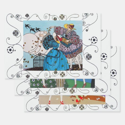 Frühjahr,Sommer,Herbst Art Deco Schönheitsmode Geschenkpapier Set (Set)