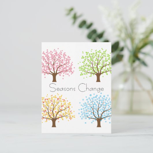 Frühjahr Sommer Herbst Winter Bäume Postkarte (Stehend Vorderseite)