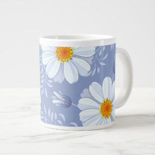 Frühjahr Sommer Weiße Blume Blaues Muster Jumbo-Tasse