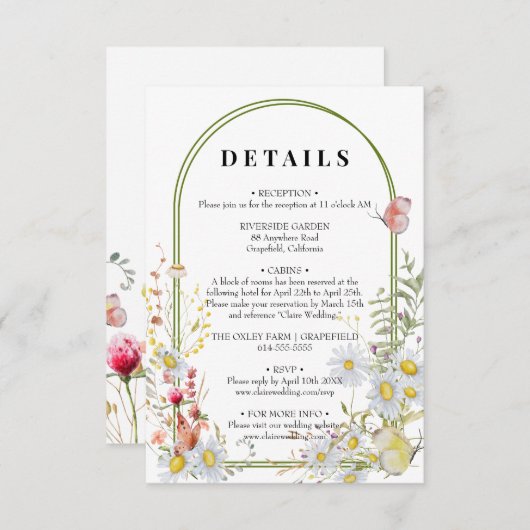 Frühjahr Sommer Wildblume Beige Boho Begleitkarte (Vorne/Hinten)