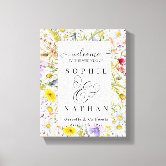 Frühjahr Sommer Wildblume Beige Boho Begrüßungszei Leinwanddruck (Vorderseite)