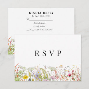 Frühjahr Sommer-Wildblume Beige Boho RSVP-Karte RSVP Karte