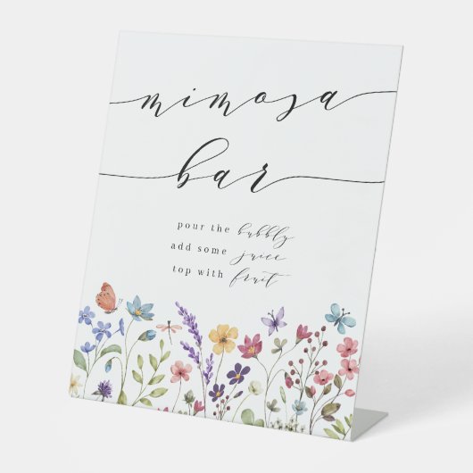 Frühjahr Sommer Wildblume Mimosa Bar Brautparty Sockelschild (Vorderseite)