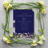 Frühjahr Sommer Wildblume Navy Blue Boho Hochzeit Einladung