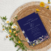 Frühjahr Sommer Wildblume Navy Blue Boho Hochzeit Einladung