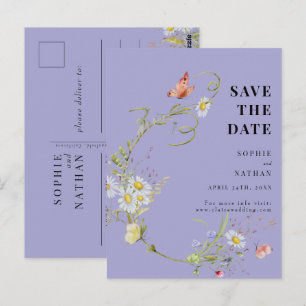 Frühjahr Sommer-Wildblume Periwinkle Save the Date Postkarte