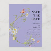 Frühjahr Sommer-Wildblume Periwinkle Save the Date Postkarte (Vorderseite)
