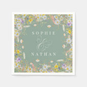 Frühjahr Sommer Wildblume Sage Green Boho Napkins Serviette (Vorderseite)