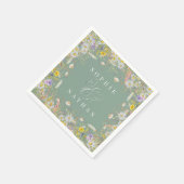 Frühjahr Sommer Wildblume Sage Green Boho Napkins Serviette (Ecke)