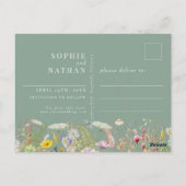 Frühjahr Sommer Wildblume Sage Green Save the Date Postkarte (Rückseite)