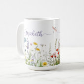 Frühjahr Sommer-Wildblumen Skriptname Tasse (Vorderseite Links)