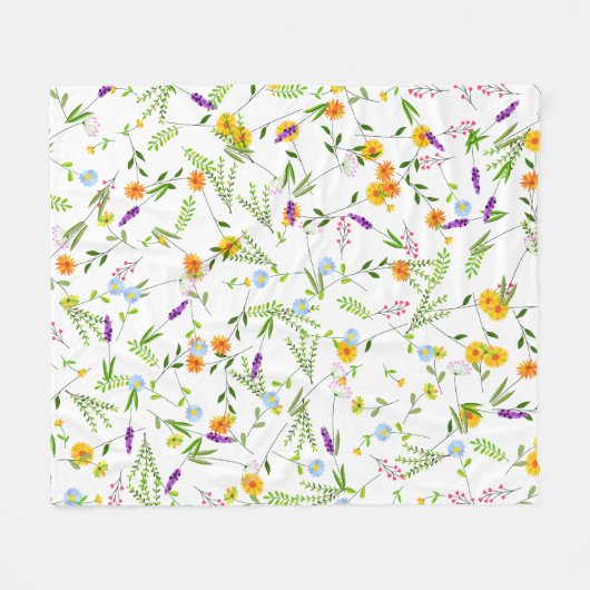 Frühjahr Sommerwilde Blume Fleecedecke (Vorderseite (Horizontal))