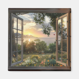 Frühjahr und Meeresfenster Magnet