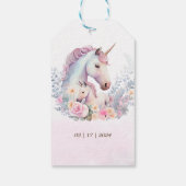 Frühjahr Unicorn Wasserfarbe Kinderdusche Geschenkanhänger (Rückseite)