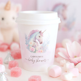 Frühjahr Unicorn Wasserfarbe Kinderdusche Pappbecher