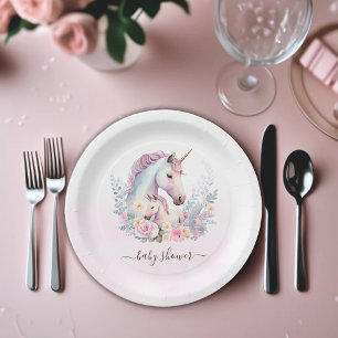 Frühjahr Unicorn Wasserfarbe Kinderdusche Pappteller