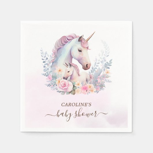 Frühjahr Unicorn Wasserfarbe Kinderdusche Serviette (Vorderseite)