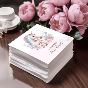 Frühjahr Unicorn Wasserfarbe Kinderdusche Serviette