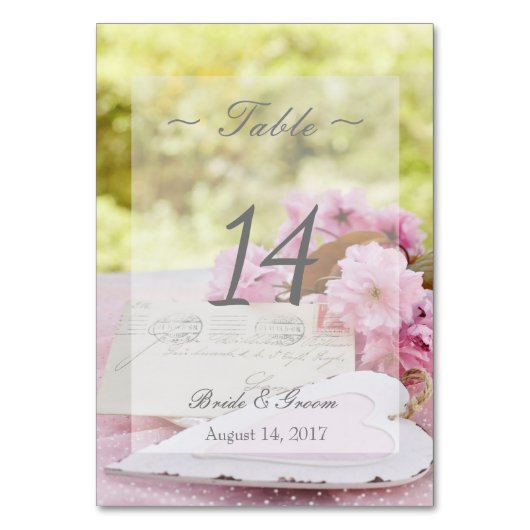 Frühjahr Vintage Blume Liebe Hochzeit Tischnummer (Vorderseite)