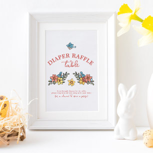 Frühjahr Vögel Babydusche Windeln Raffeltisch Schi Poster