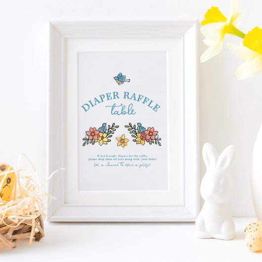 Frühjahr Vögel Babydusche Windeln Raffeltisch Schi Poster