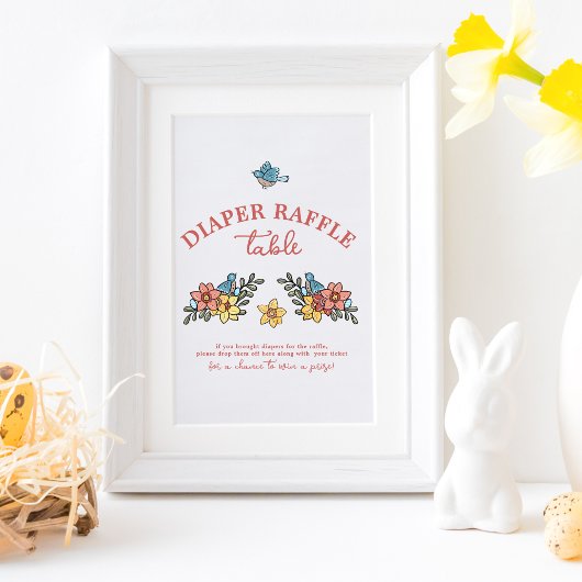Frühjahr Vögel Babydusche Windeln Raffeltisch Schi Poster
