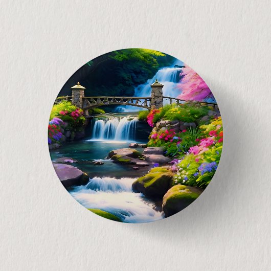 Frühjahr Wasserfall 1 Button (Vorderseite)