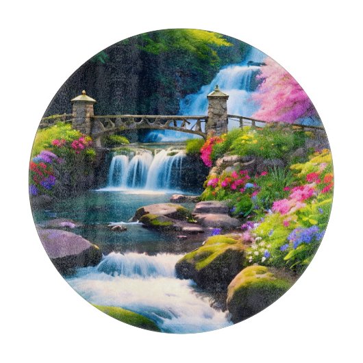 Frühjahr Wasserfall 1 Schneidebrett (Vorderseite)