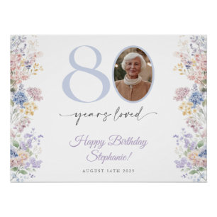 Frühjahr Wildblume Foto 80. Geburtstag Begrüßungsz Poster