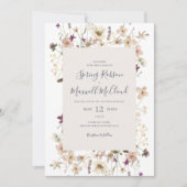 Frühjahr Wildblume Rahmen Lässige Hochzeit Einladung (Vorderseite)