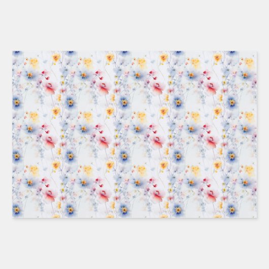 Frühjahr Wildblume Wiesen Blumengarten Moderne Geschenkpapier Set (Vorderseite 3)