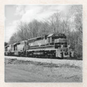 Frühjahr-Zug B&W Glasuntersetzer (Vorderseite)