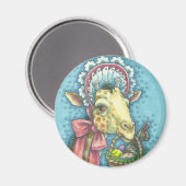 FRÜHJAHRESGIRAFFE MAGNET Runde (Vorderseite/Rückseite)