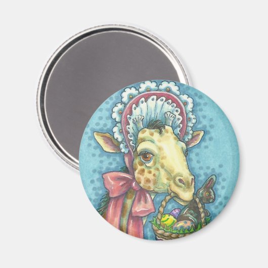 FRÜHJAHRESGIRAFFE MAGNET Runde (Vorderseite/Rückseite)