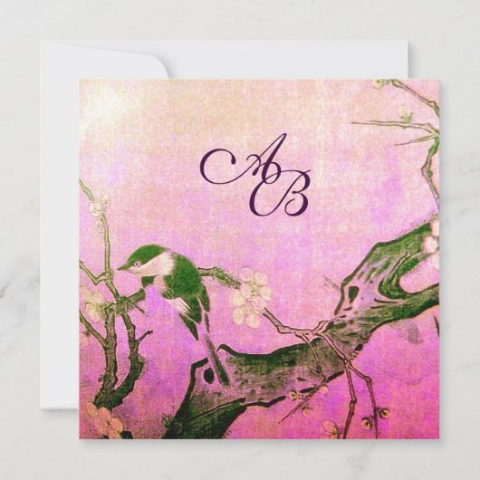 FRÜHJAHRESMONOGRAMM Pink Fuchsia White Brown Ankündigung (Rückseite)