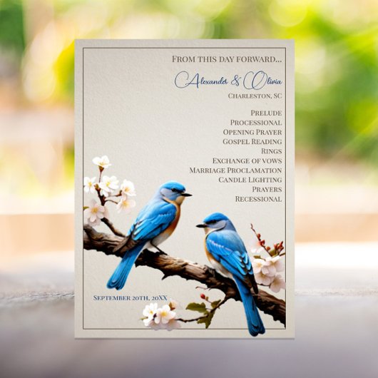 Frühjahrs-Bluebirds-Hochzeitsprogramm