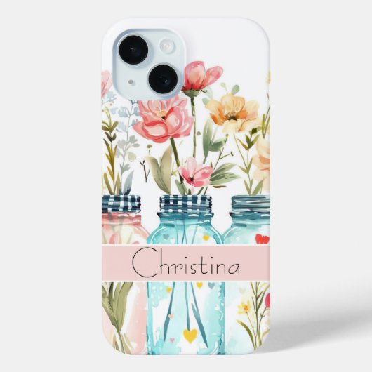 Frühjahrs-Blume-Design mit Namen Case-Mate iPhone Hülle (Rückseite)