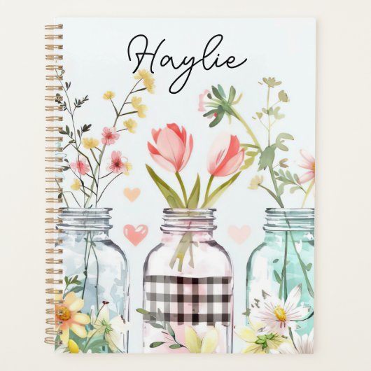 Frühjahrs-Blume-Design mit Namen Planer (Vorderseite)