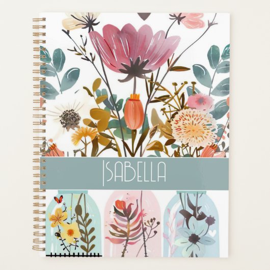 Frühjahrs-Blume-Design mit Namen Planer (Vorderseite)
