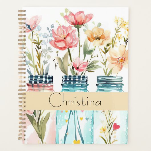Frühjahrs-Blume-Design mit Namen Planer (Vorderseite)