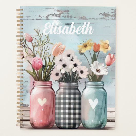 Frühjahrs-Blume-Design mit Namen Planer (Vorderseite)