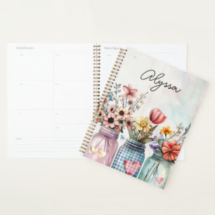 Frühjahrs-Blume-Design mit Namen Planer