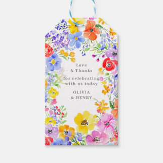 Frühjahrs-Blume mit lebendiger Wasserfarbe Hochzei Geschenkanhänger