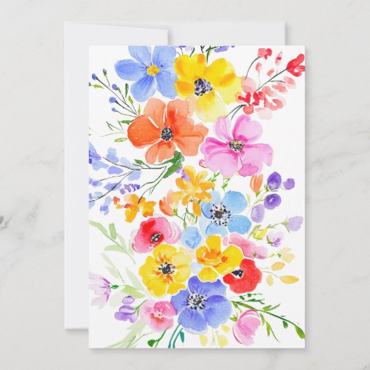 Frühjahrs-Blume mit lebendiger Wasserfarbe Hochzei Save The Date (Rückseite)