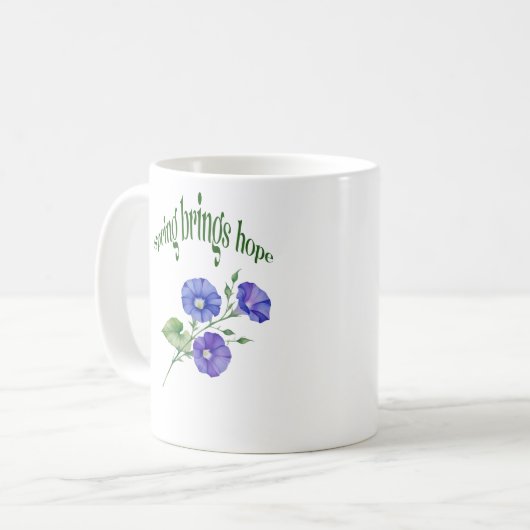 Frühjahrs-Blume-Tasse - Design "Spring Brings Hope Kaffeetasse (Vorderseite Links)