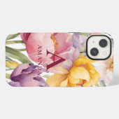 Frühjahrs-Blumen-Monogramm iPhone Hülle (Rückseite (Horizontal))