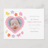 Frühjahrs-Blumenblüten Girl Foto Geburtserklärung Ankündigungspostkarte (Vorderseite)