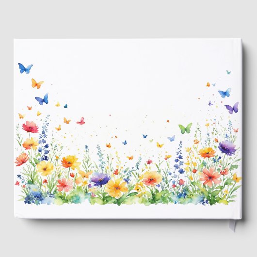 Frühjahrs-Blumengarten Butterflies Hochzeit Gästebuch (Rückseite)