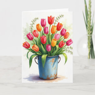 Frühjahrs-Blumenkarte mit Freude Karte